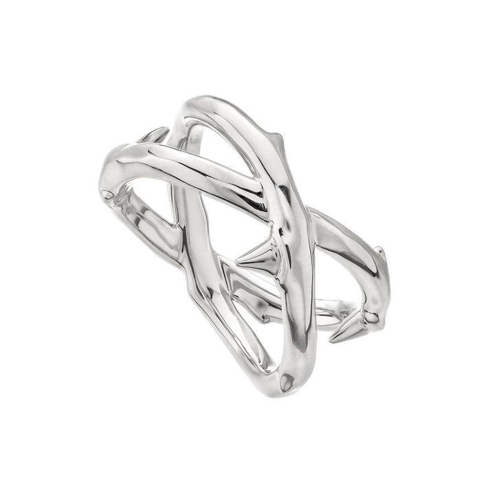 Silver Rose Thorn Wide Band Ring