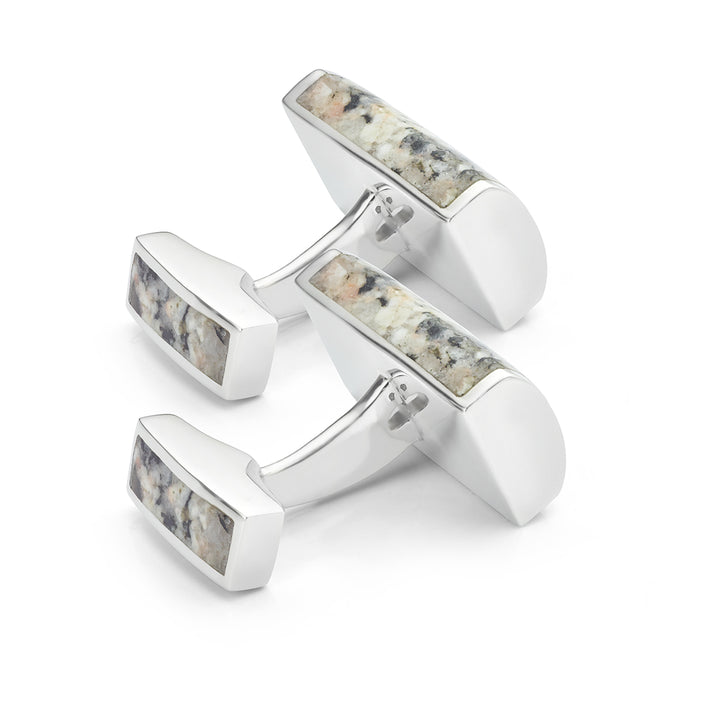 Silver granite set cufflinks